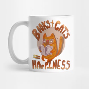 Books and Cats Equal Happiness T-shirt Mug